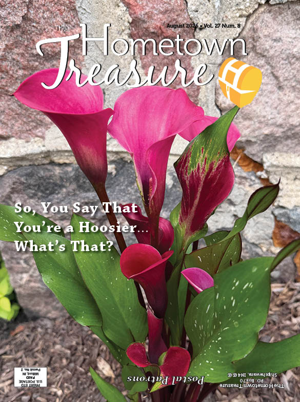 HT 2026 08 The cover of the January 2026 edition of The Hometown Treasure. The cover features a large light fixture shaped like a pink and green lily.